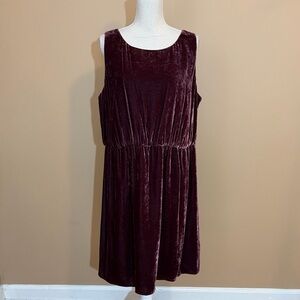 J. Jill Winterberry Burgundy Silk Blend Velvet Sleeveless Dress XL